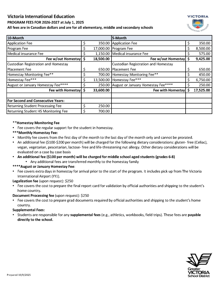 2026 2027 VIE PRICELIST